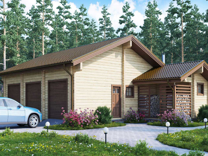 Гараж из клееного бруса 122 м²