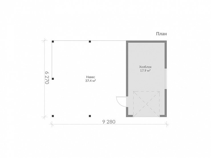 Каркасный хозблок 55 м²